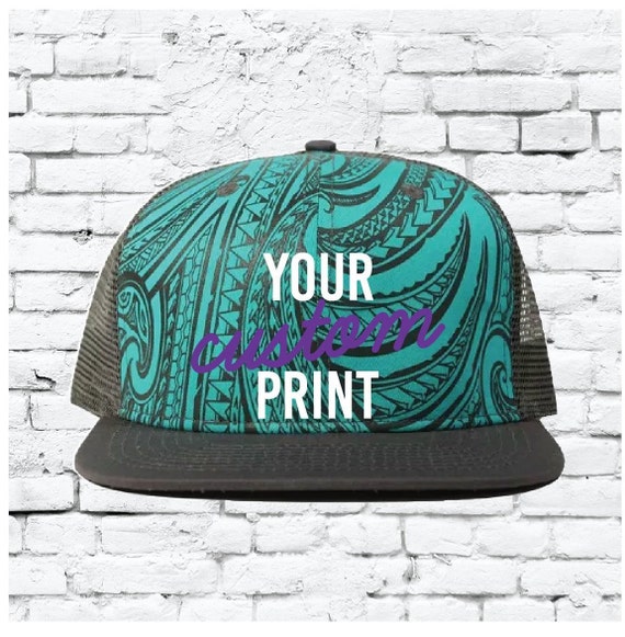 Custom Embroidery Tribal Snapback Teal Cap With Grey Brim Trucker Hat  Custom Snapback Tribal Print Aqua Hat Beautiful Design Snapback -   Canada