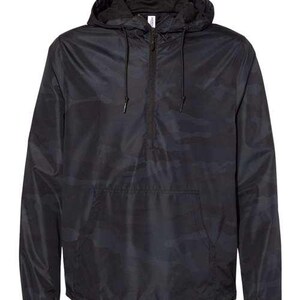 Custom Color Block Lightweight Windbreaker Jacket Custom Logo Half Front Zipper and Pockets Competitive Professional Look Black Camo