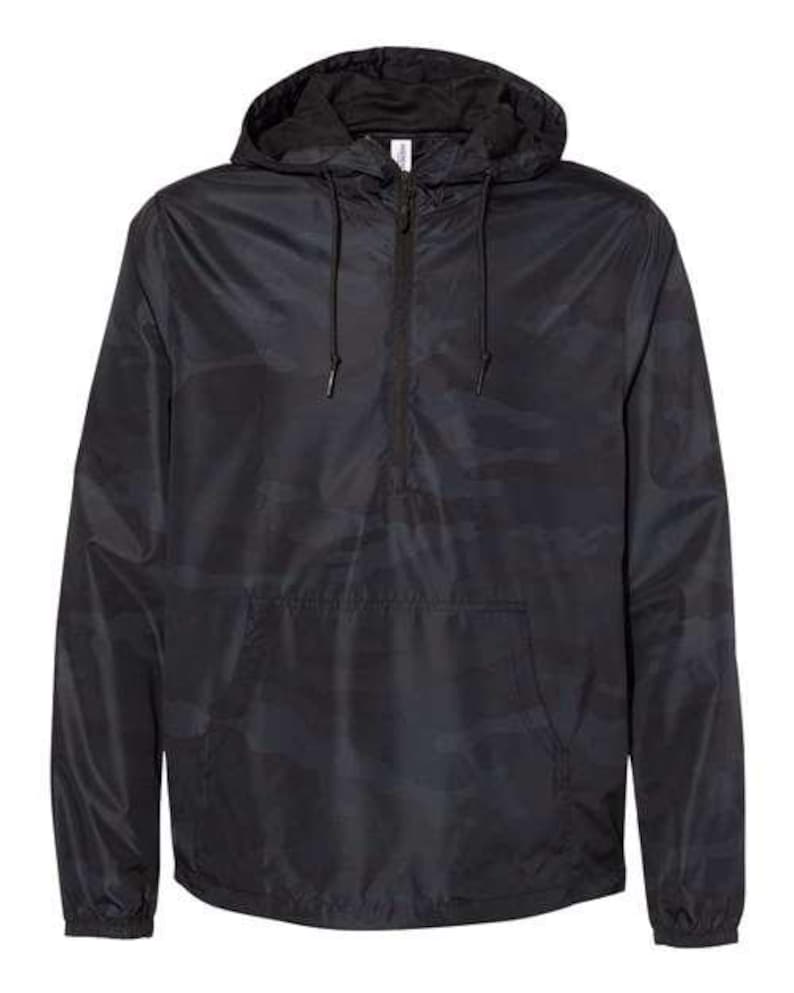 Custom Color Block Lightweight Windbreaker Jacket Custom Logo Half Front Zipper and Pockets Competitive Professional Look Black Camo