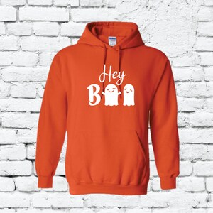 Hey Boo Hoodie Halloween Costume Ghost Hooded Sweatshirt Long Sleeve Kangaroo Jacket