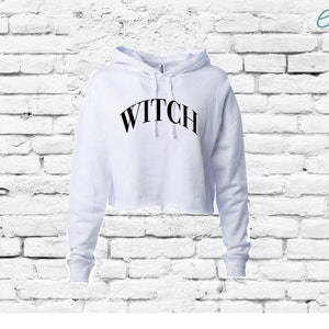 Witch Crop Sweatshirt Hoodie Sweatshirt Halloween Womens Sweatshirt Hooded Cropped Sweater