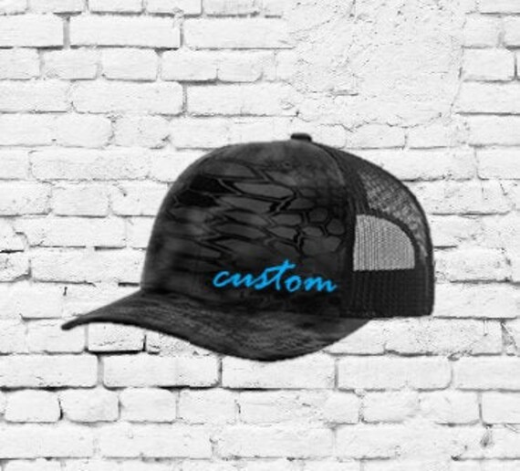 Custom Embroidery Trucker Hat Kryptek Typhon Black Deep Sea