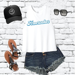 Firecracker Women&#39;s Racerback Cropped Tank Soft Fitted Tank Custom Tank Top