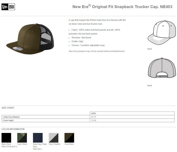 new era original fit snapback trucker cap