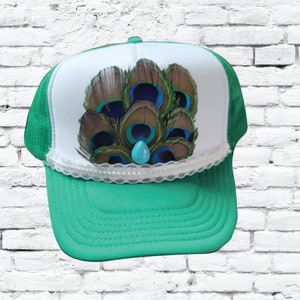 Custom Feather Trucker Hats Peacock Western Hat