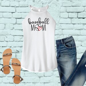 Baseball Mom Tank Top Sports Shirt Women&#39;s High Neck Cut Graphic Tee