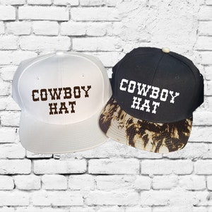 Cowboy Hat Brown White and Black Cow Cowhide Snapback