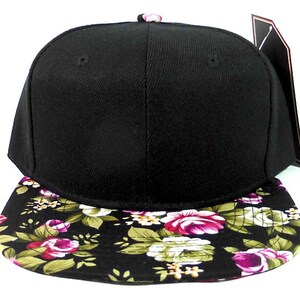 Custom Embroidery Kids Rose Floral Hat Black and Red Flower Snapback Youth Kids Juniors Black Hat Childs Size Snapback Toddler Hat