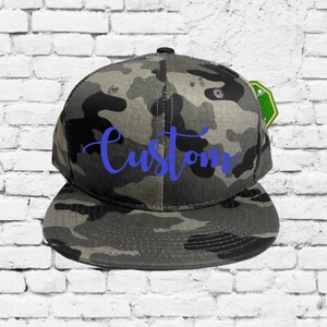Bordado personalizado Sombrero de camuflaje gris sólido Snapback Camoflauge Brim Sombrero de camuflaje sólido Snapback