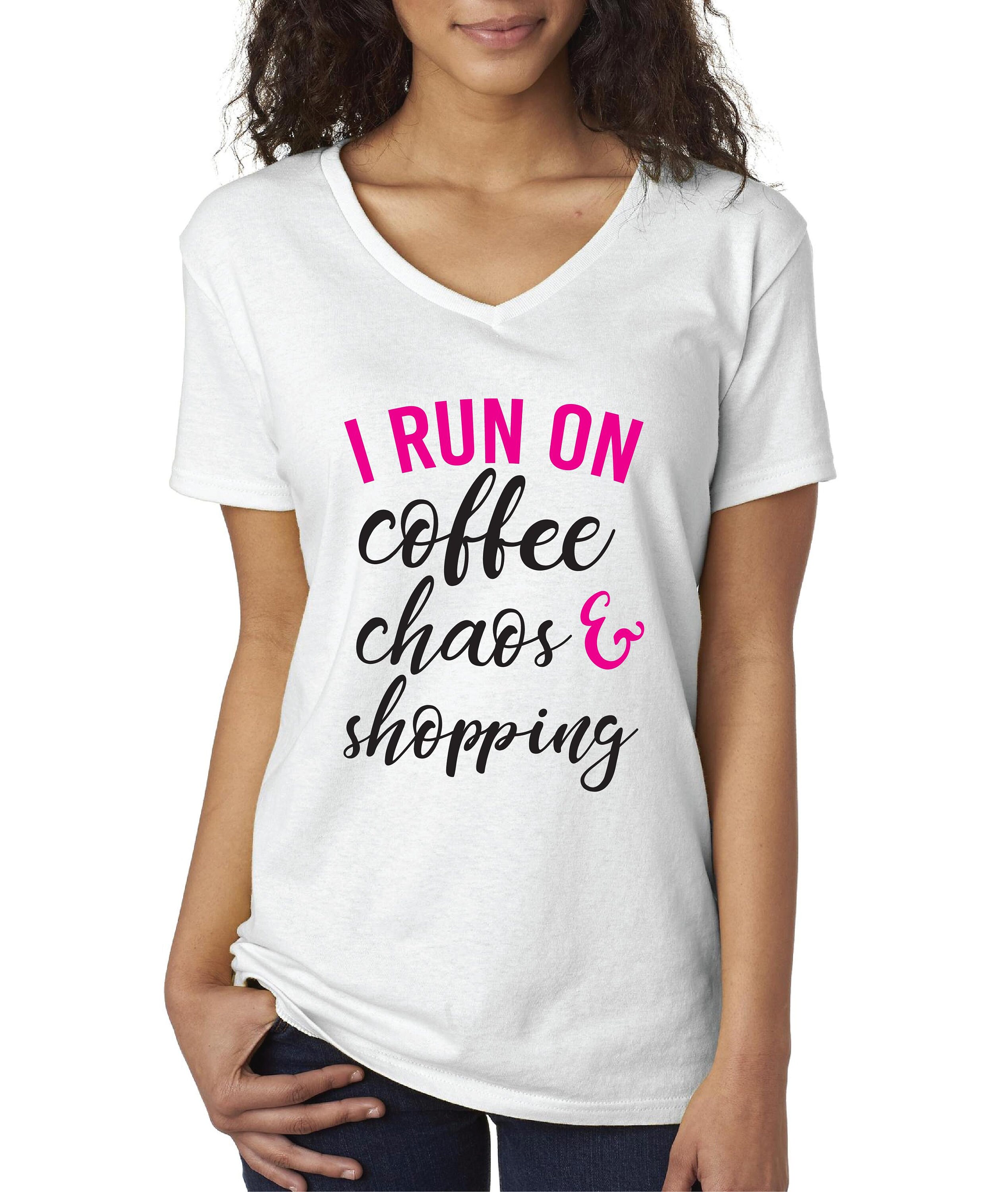 I run on Coffee Chaos and Shopping T-shirt Espresso & Shopping | Etsy