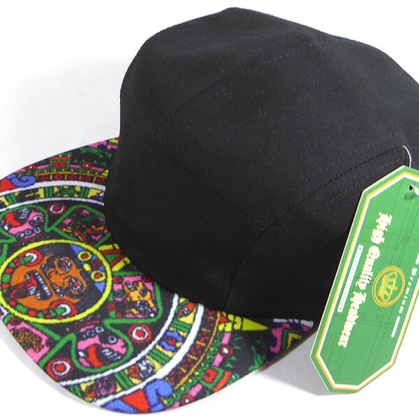 Custom Aztec Mayan Calendar 5 Panel Snapback Two-tone Aztec Hat Your Custom Text or Logo Embroidery Native Tribal