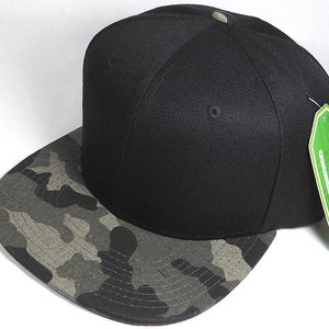 Bordado personalizado Camo sombrero Snapback camoflauge Brim sólido camuflaje sombrero Snapback gris ejército gorra
