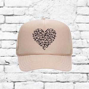 Leopard Heart Custom Trucker Hat Snapback