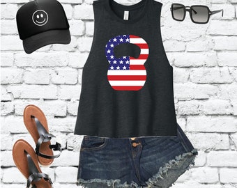 Flag Kettle Bell Workout Crop Tank Racerback Cropped Soft Fitted Tank Custom Tank Top