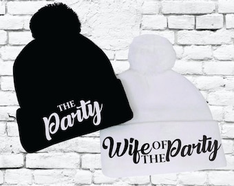 Gorros con pompones para la esposa de la fiesta Gorros tejidos para novias Gorros con pompones para despedidas de soltera o de novia Gorros tejidos para fiestas Gorros de esquí divertidos para invierno