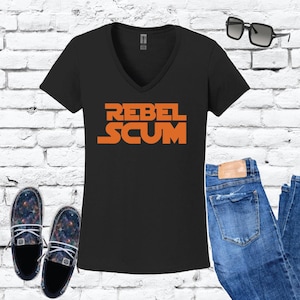 Camiseta Rebel Scum Camiseta Darkside Camiseta de cuello en V para mujer Camiseta de corte relajado Camiseta Star