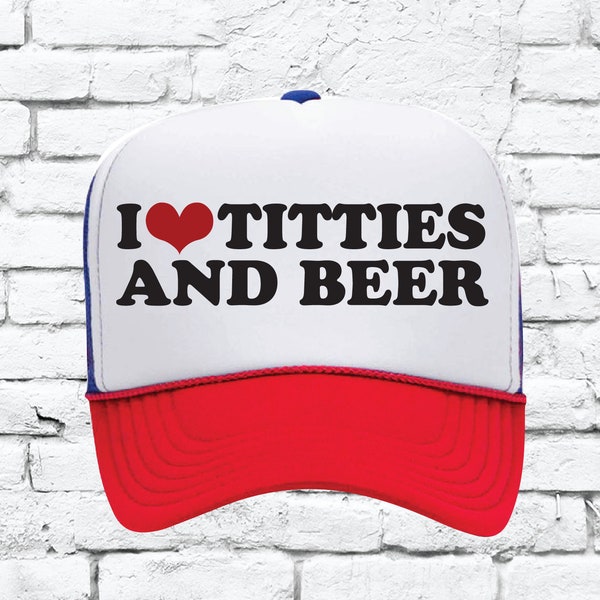 I Love Titties and Beer Trucker Hats Funny Mesh Back Hat