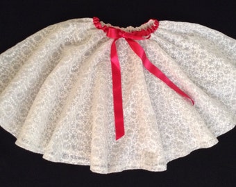 Flower girl White lace skirt; White Flower girl circle skirt; Special occasions Seamless skirt for girl; Luxury embroidered fabric; Handmade