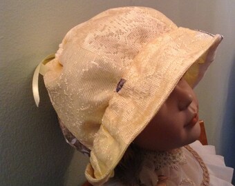 Girls 1-5 Panama hat; Yellow Sunbonnet; Summer outdoor hat