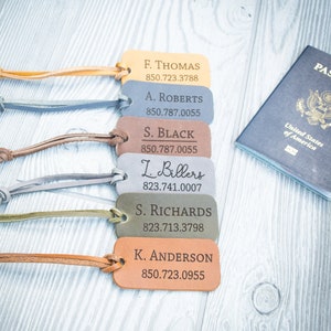Custom Luggage Tag, Personalized Luggage Tag, Leather luggage tag, leather name tag, customized leather tag, leather key tag, Travel tag, image 1