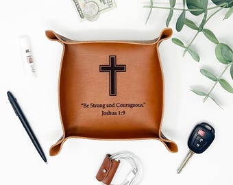 Cadeau voor man die alles heeft, leren opbergbak die kan worden gepersonaliseerd, cadeau voor christelijk, gepersonaliseerd cadeau, religieus cadeau-idee