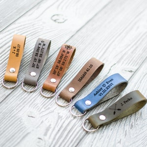 Custom leather keychain, Latitude longitude keychain, mens gift, coordinates keychain, custom keychain, anniversary, wedding, personalized image 6