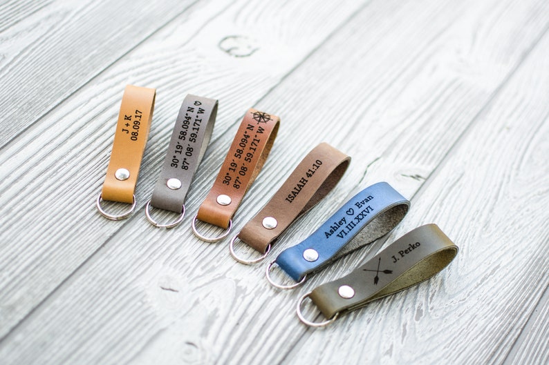 Custom leather keychain, Latitude longitude keychain, mens gift, coordinates keychain, custom keychain, anniversary, wedding, personalized image 6