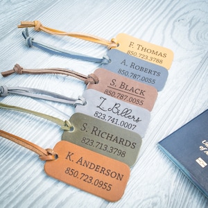 Custom Luggage Tag, Personalized Luggage Tag, Leather luggage tag, leather name tag, customized leather tag, leather key tag, Travel tag, image 5