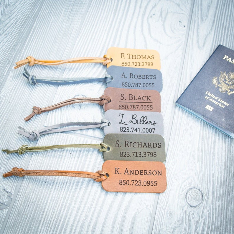 Custom Luggage Tag, Personalized Luggage Tag, Leather luggage tag, leather name tag, customized leather tag, leather key tag, Travel tag, image 1