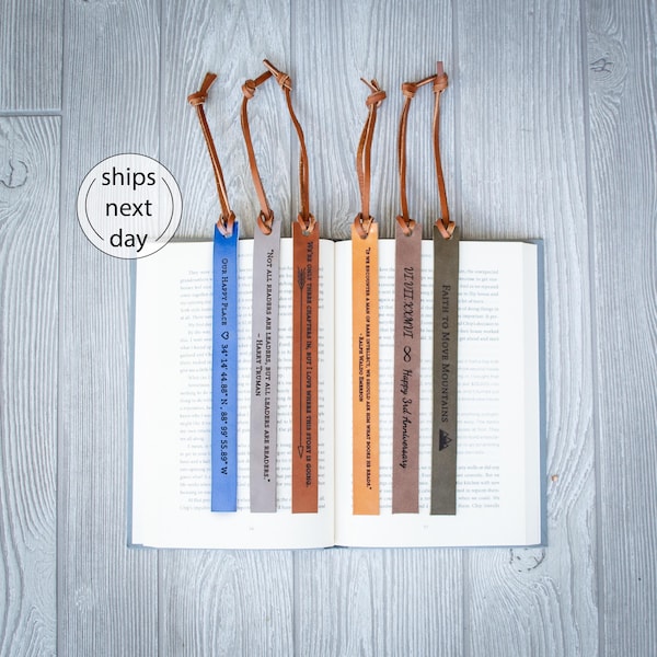 Custom Bookmark, Leather book mark, anniversary gift, Reader gift, gift for him, gift for her, man gift, mens gift, personalized bookmark