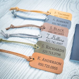 Custom Luggage Tag, Personalized Luggage Tag, Leather luggage tag, leather name tag, customized leather tag, leather key tag, Travel tag, image 4