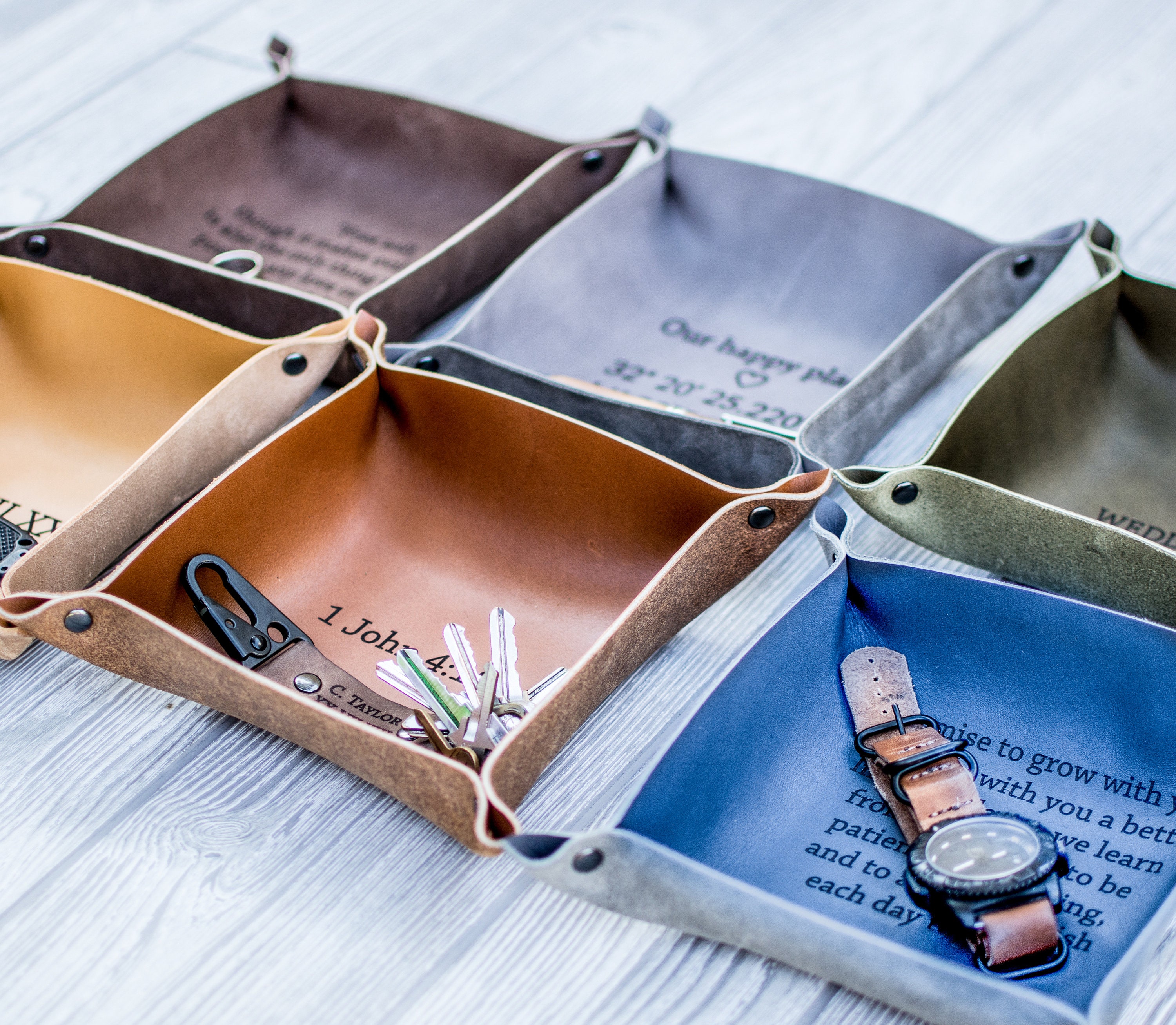 Custom Leather Valet Tray Gift for Men Mens Gift Catchall | Etsy