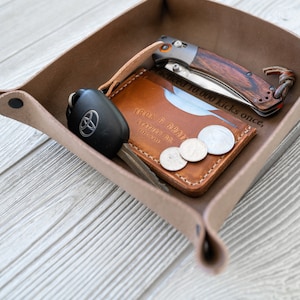 Custom Leather valet tray, Gift for men, mens gift, Gift for him, anniversary gift, personalized gift, husband gift, Christmas gift for him image 9