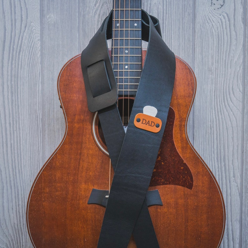 Christmas Gift for Him 2023, Personalized Leather Guitar Strap for your Husband, Unique and Perfect Gift for someone who has everything image 1