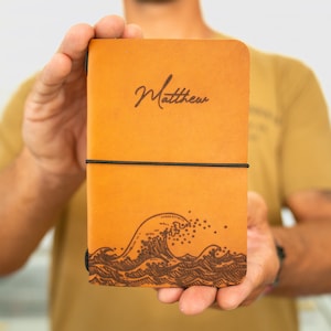 Ideia de presente de Natal 2023: diário ou caderno de couro recarregável personalizado, um presente perfeito para ele, filho, filha, marido ou esposa.