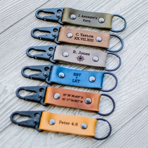 Valentines Day Gift for him, Personalized Keychain, 3 year anniversary, Leather keyring, key chain, Gift for her, mens gift, gift men image 1