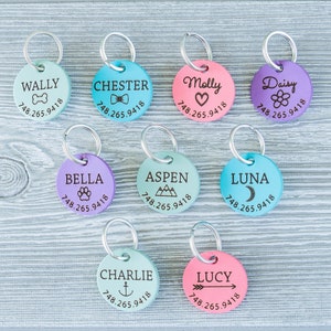 Quiet Dog Tag, Personalized Dog Tag or Cat Tag made from Leather, A custom pet tag that isn't noisy and is silent, Microchipped Tag for Pets image 4