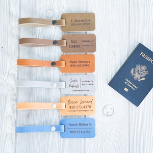 Personalized Luggage Tag made in USA, Leather luggage tag, leather name tag, custom leather tag, Traveler gift, Gift for him, gift for her
