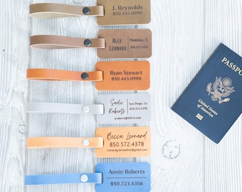 Personalized Luggage Tag made in USA, Leather luggage tag, leather name tag, custom leather tag, Traveler gift, Gift for him, gift for her