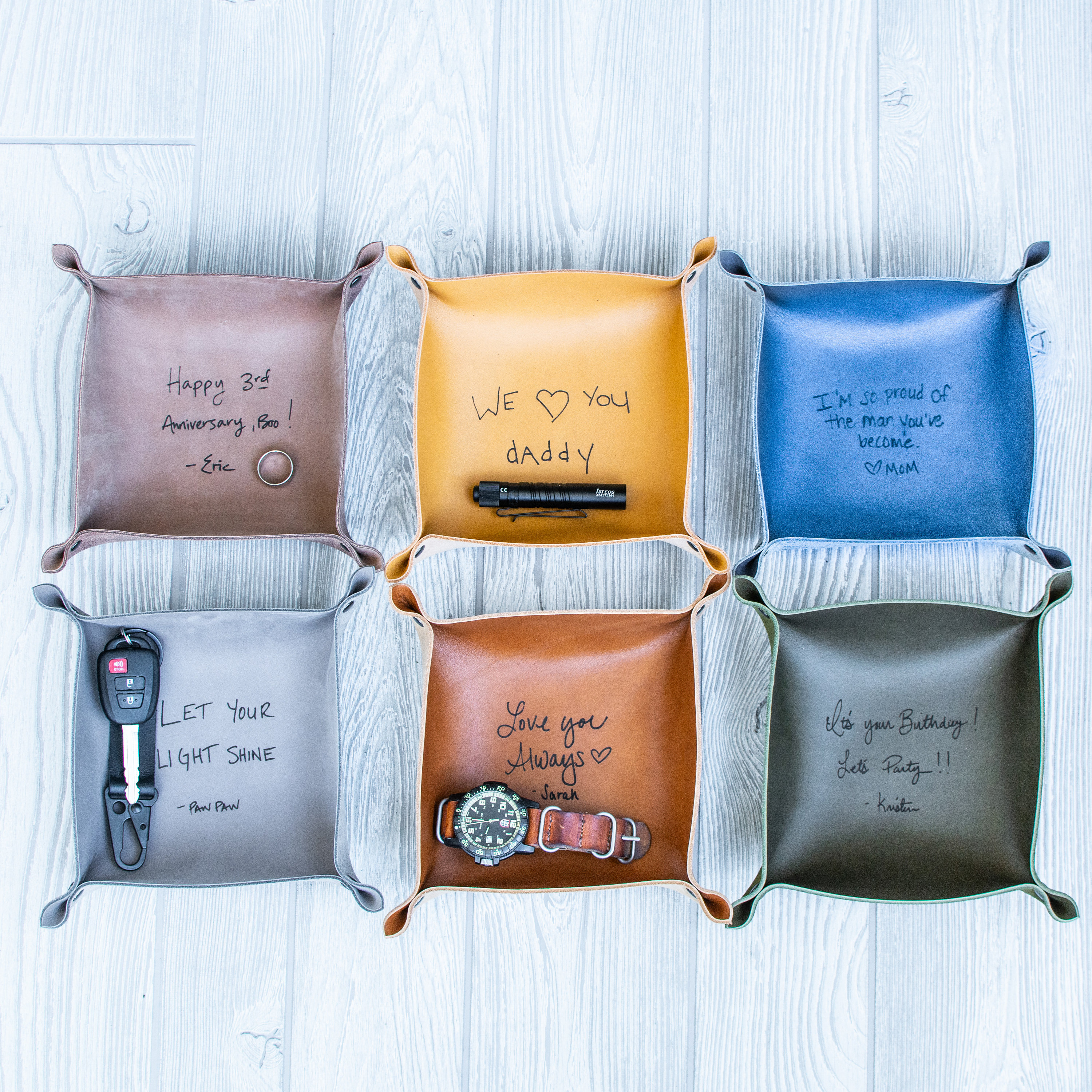 Your Handwriting Leather Tray, Gift for men, mens gift, dad gift, per…