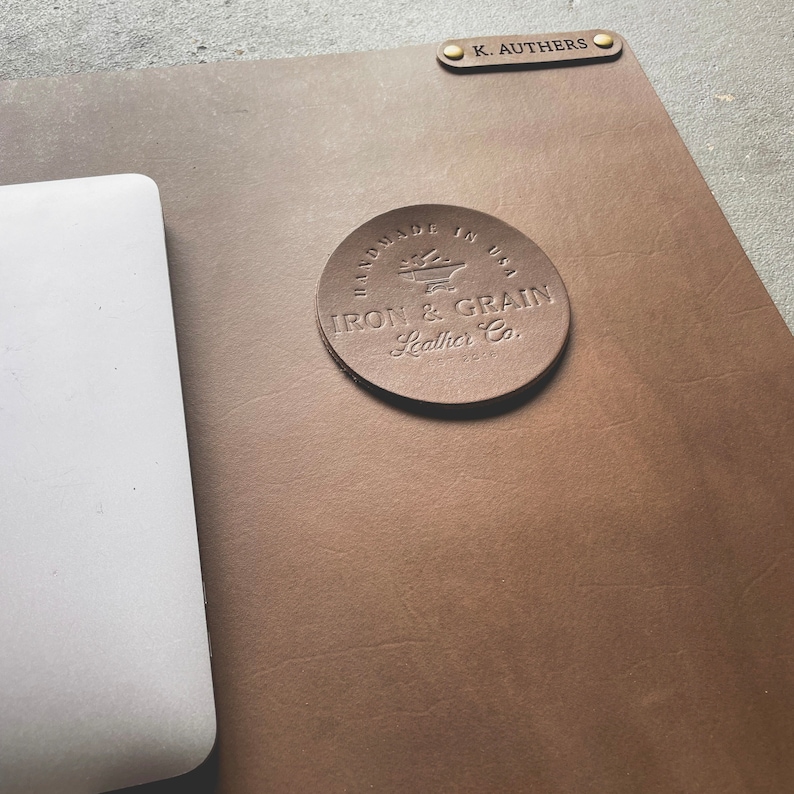 Personalized Leather Desk Mat 3rd Anniversary Gift Idea for Him or Her Elevate Your Workspace with Style and Functionality image 2