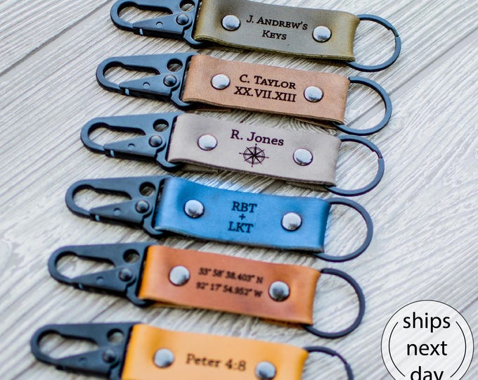 Personalized Keychain, 3 year anniversary, Latitude longitude, Leather keyring, key chain, Gift for him, Gift for her, mens gift, gift men