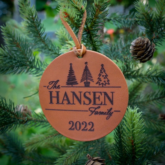 Leather Christmas Ornament, Custom Christmas Ornament, Leather Christmas Ornament, Ornament for tree, Personalized Christmas Tree Ornament