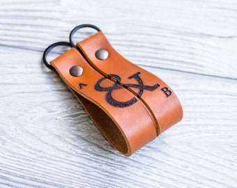 Custom leather keychain, his and hers keychain, mens gift, leather keychain, custom keychain, 3 year anniversary, personalized keychain