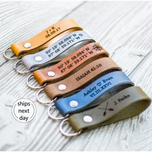 Best friend gift, Custom leather keychain, friend gift, mens gift, coordinates, custom keychain, anniversary, personalized gift for friend