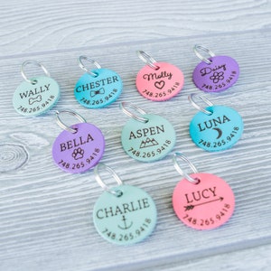 Quiet Dog Tag, Personalized Dog Tag or Cat Tag made from Leather, A custom pet tag that isn&#39;t noisy and is silent, Microchipped Tag for Pets
