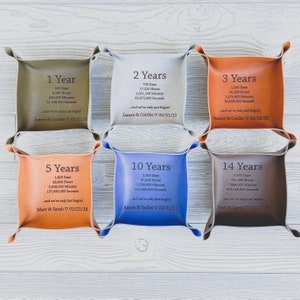 Personalisiertes Jubiläumsgeschenk, Lederauffangschale, handgefertigt in den USA, perfektes Geschenk für 1 Jahr, 2 Jahr, 3 Jahre oder 5 Jahre Jubiläum.