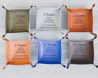 Personalized Leather Catchall Tray, 1 year anniversary gift, 2 year anniversary gift, 3 year anniversary gift, 4 year anniversary gift