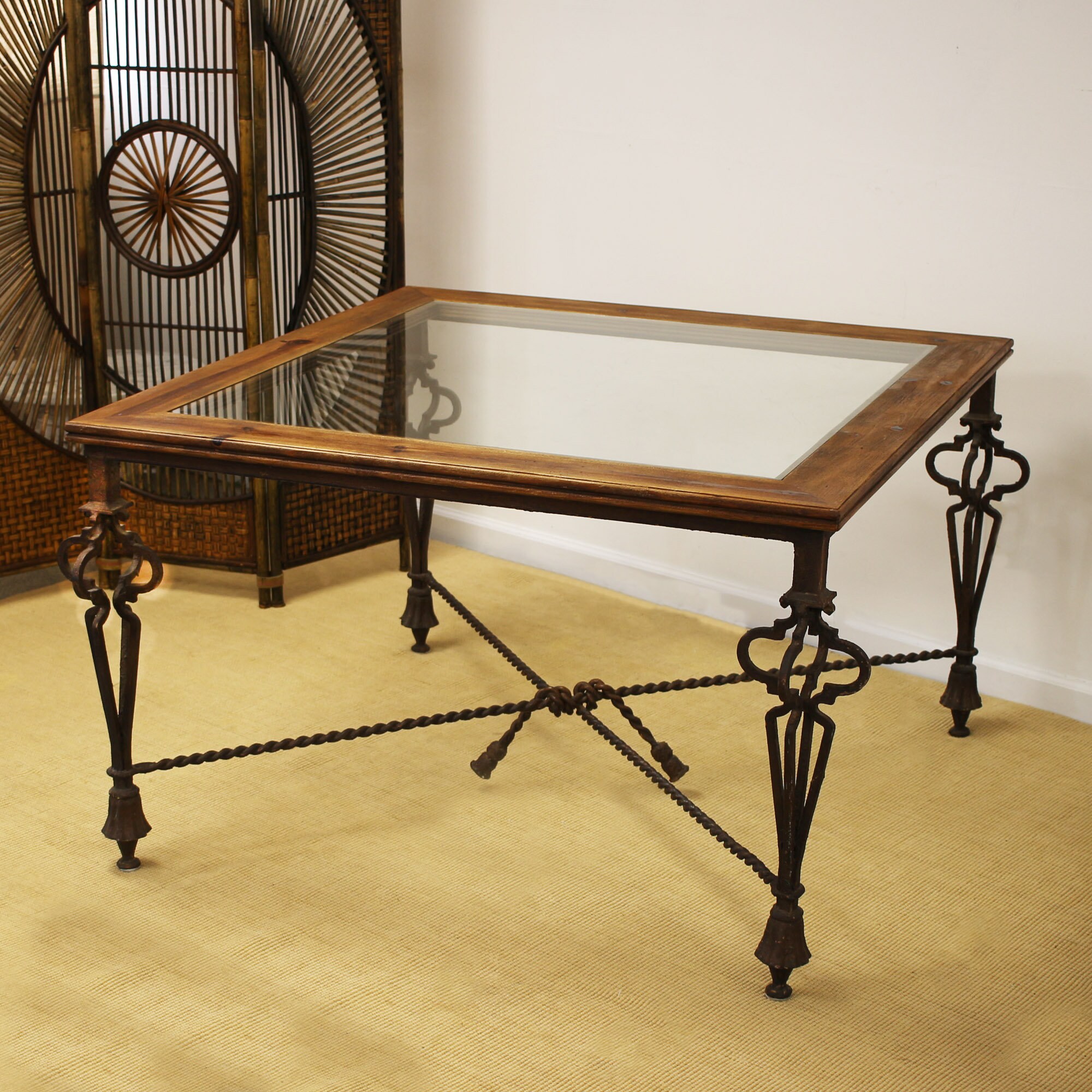 Hand-crafted Wrought Iron Dining Table With Wood and Glass Top - Etsy