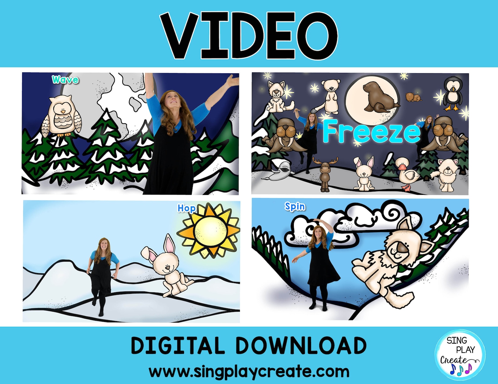 Arctic animal freeze dance brain break p e exercise movement